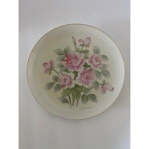 VTG, 10 in Hand Painted Plate, Granny Core, Cottage Core, SBA, Cottage Kitsch.